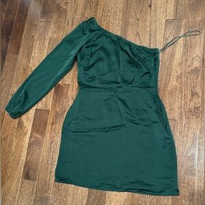 Abercrombie & Fitch One-Shoulder Dark Green Dress